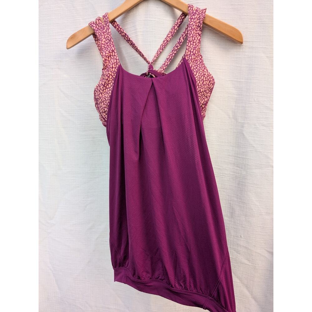 Lululemon Womens Nouveau Limits Tank Top Sz 6 Regal Plum‎ Miss Mosaic Peach Fuzz